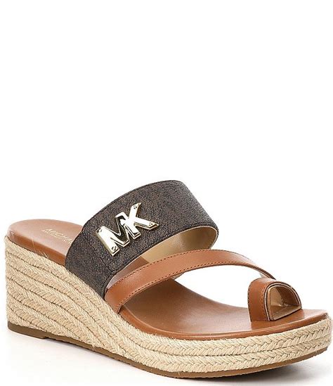 michael michael kors sidney leather espadrille wedges|Michael Kors denim wedges.